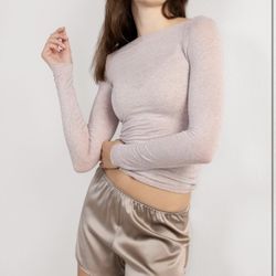 NEW- Intimissimi Woman's Boat Neck Modal Cashmere Ultralight Top Large Natural Beige 