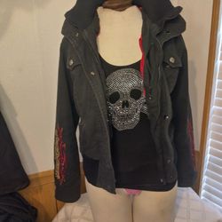 WOMEN'S HARLEY DAVIDSON BLACK CANVAS JACKET SZ SMALL, SEFFNER FL