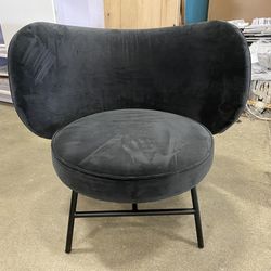 Black Velvet Modern Elephant Ear Lounge Chair