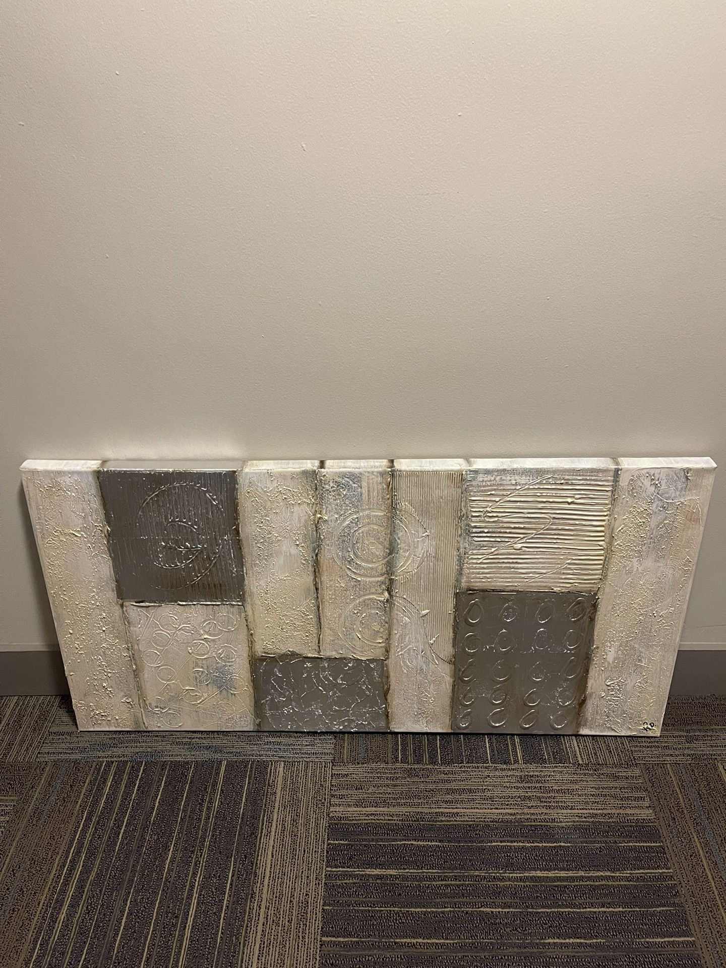 Signed Textured Abstract Geometric Art (24"' X 48" X 1.5")