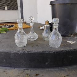 Antique Liquor Bottllle Crystal Containers