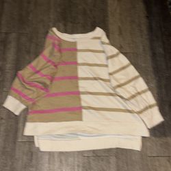Pink brown and tan sweater