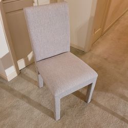 Traditional Parson's Chair In Grey Tweed Fabric