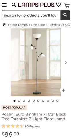 Lamps Plus Black 71 1/2” 3-Light Floor Lamp (Bulbs Included!) $55