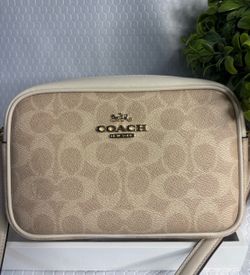 Coach Biege Signature and Cream Leather Camera  Bag NWT