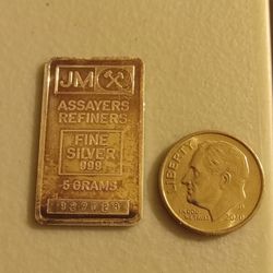 5 Gram JM Silver Bar .999 Fine 3 of 5