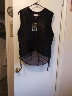 Equestrain Ride Safe Padded Safety Vest Zip Front. Laceup Sides. New With Tags Size L