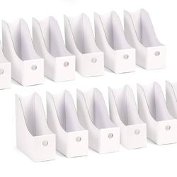 Blue Summit Supplies 12 Pack White Cardboard Magazine Holder,, Sturdy Corrugated Cardboard Magazine Holders, Cardboard Magazine File Boxes 12-Pack