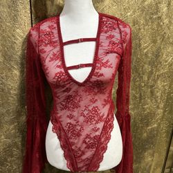 Lace Burgundy Bodysuit