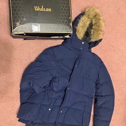 New xl heated Wulcea Graphene Heated Jacket coat winter snow blue fur hood