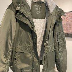 Ladies XL, American Eagle, Fleece-lined, Hooded Flight Jacket