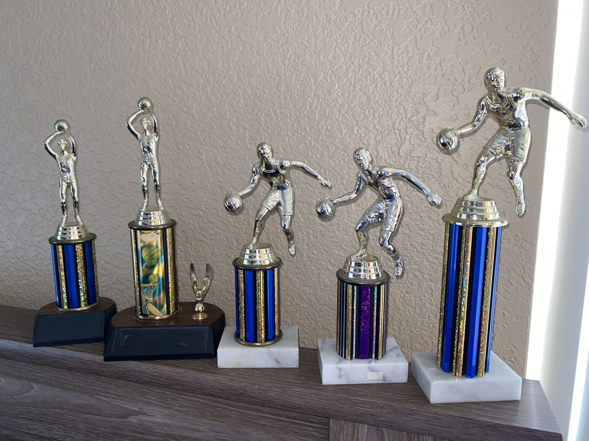 Lot of Five Youth '90s Basketball Trophies