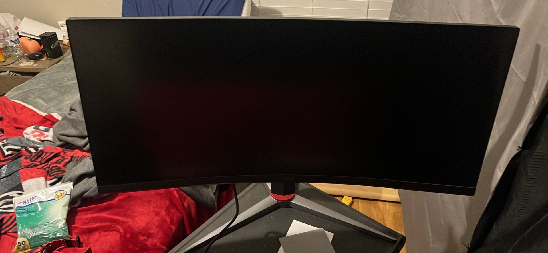 Aoc 34 Inch Ultra Wide Curved Monitor. Black, Red, Silver. 