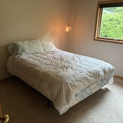 Queen Sized Box Spring, Mattress, And Frame