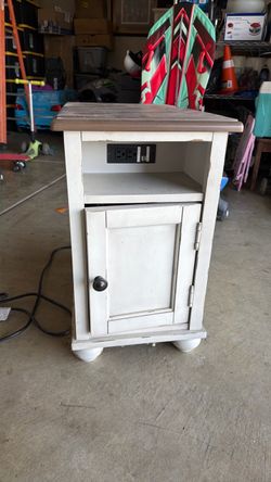 Farmhouse Nightstand with Built-In Power Outlet