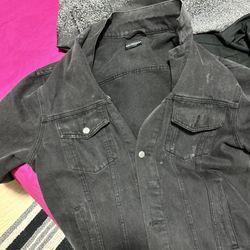 Balenciaga Black Denim Jacket W/ Gym Wear Back Print