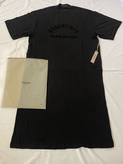 New Essential Fear of God Oversized Tee Maxi Dress 3/4 Sleeve Black Women Large