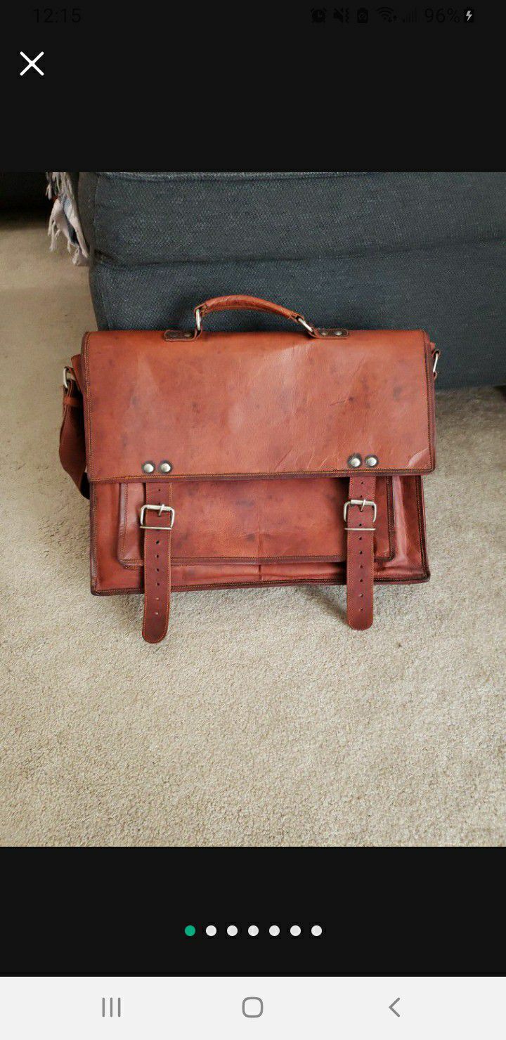 Brand New Custom Handmade Leather Messenger Bag Briefcase