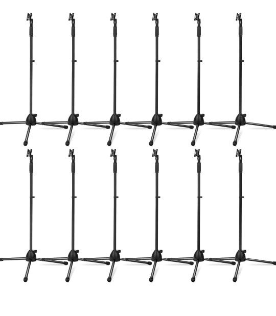 12 Pieces Adjustable Height Microphone Tripod Stand Adjustable Microphone Stand Adjustable Karaoke Mic Holder Speech Universal Floor Standing for Sing