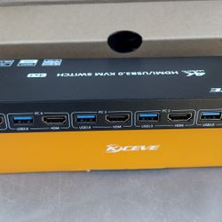 HDMI KVM Switch 4 Computers 4K@60Hz 2K@120Hz, Simulation EDID, Camgeet 4 Port USB3.0 KVM Switches for 4 PC Share 1 Monitor and Keyboard Mouse Printer,