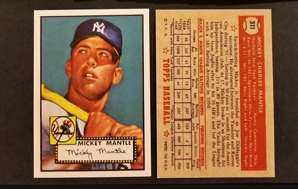 1952 Topps Mickey Mantle Re. Print 