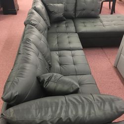 Brand New Faux Leather Black Sectional $50 Down Takes It Home Today!