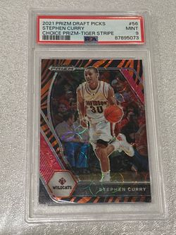 2021 Prizm Draft Picks Stephen Curry - Choice Tiger Stripe - PSA 9