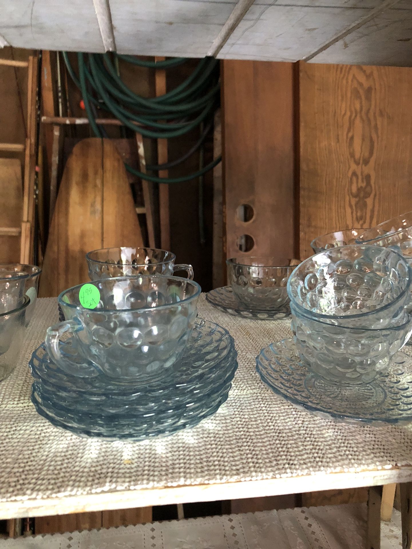 Blue Bubble Fire King 8 Cups & Saucers, Bowl Cash/Venmo WBLake Home