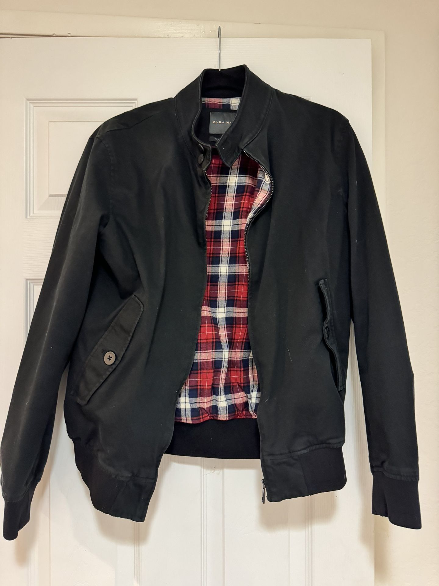 Zara Man Plaid-lines Bomber Jacket