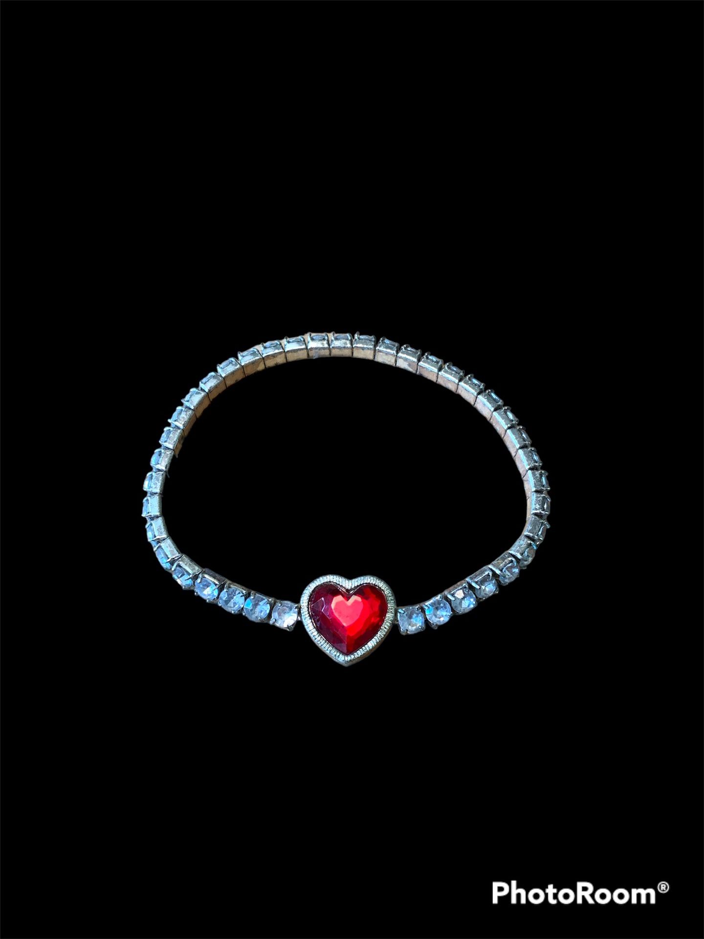 Ruby Heart Crystal Anklet Or Bracelet