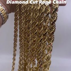 14K 7mm-18mm  true to SIZE Diamond Cut Rope Chain. Brand New