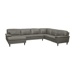 Haverty Leather Sectional Grey