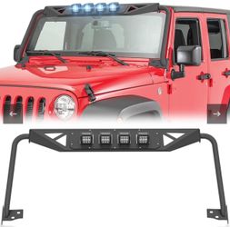 Yzona Front Madmax Roof Sun Visor Cowl Body Armor Compatible With 2007-2018 Jeep Wrangler JK JKU Unlimited SKU: XBWFC-0006