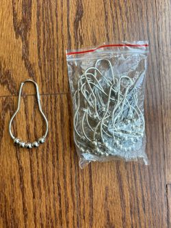 Decorative curtain, shower, hangers, hooks, gold tone set of 13 Decorative curtain, shower, hangers, hooks, gold tone set of 13
