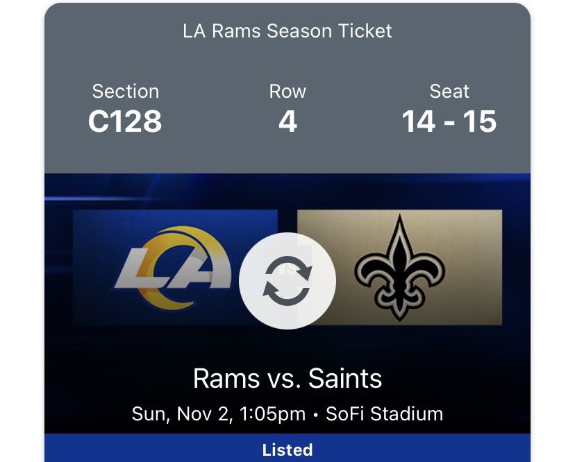 Rams vs Saints Nov.2 Tickets
