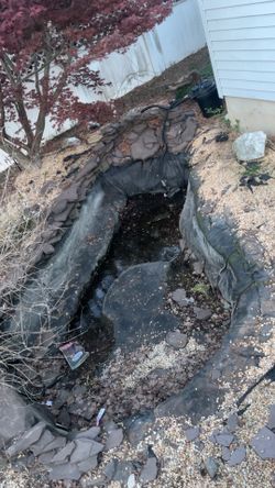 Pond liner & rocks old but still good