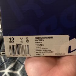 Womens Reebok Club | Size 10 | White