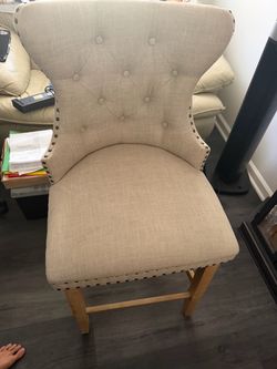 Tufted Upholstered Counter Stool with Nailhead Trim