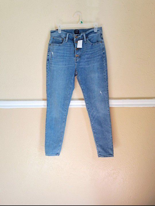 J. Crew 10" High-Rise Skinny Jeans with Button Fly Size 30
