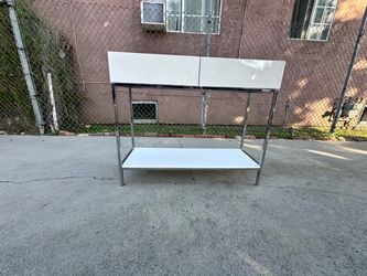 White and Chrome Two-Tier Console Table