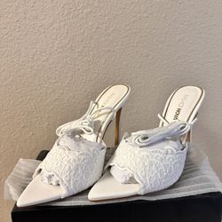 White lacey heels 