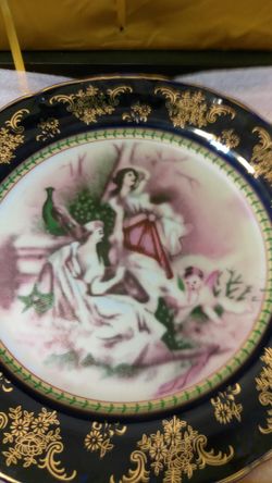 Porcelain plate set Czech Republic design 24 karat gold