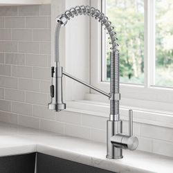 Kraus Bolden Single Handle Kitchen Faucet with Double Function, Commercial Style, Stainless Steel/Chrome, KPF-1610SSCH