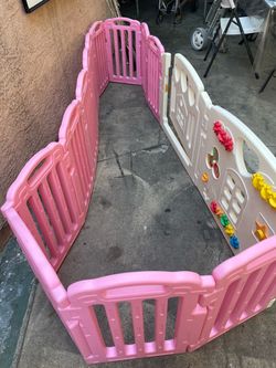 Pink Baby Playpen with Activity Panel