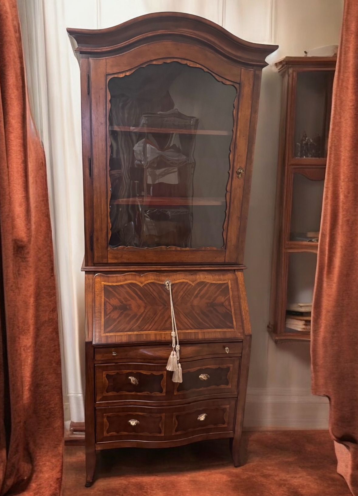Vintage Traditional French Style Solid Wood Secretary Desk Display Cabinet Lane Furniture