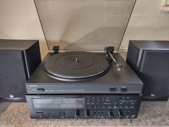 Complete turntable setup. Records