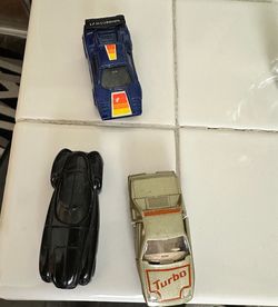 Vintage Diecast Toy Car Lot of 3 - Matchbox 1981 BMW M1, Hot Wheels Batmobile, Zylmex Lamborghini