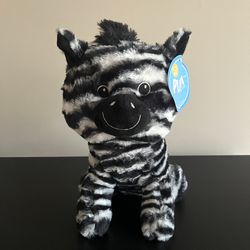 Toy Box Zebra Sitting Plush Stuffed Animal 10in Black White All Ages