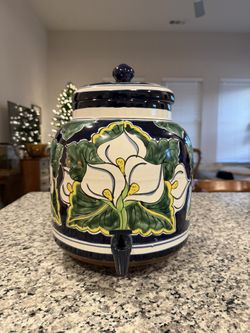 Talavera Large Water Or Beverage Crock Dispenser From Mexico 