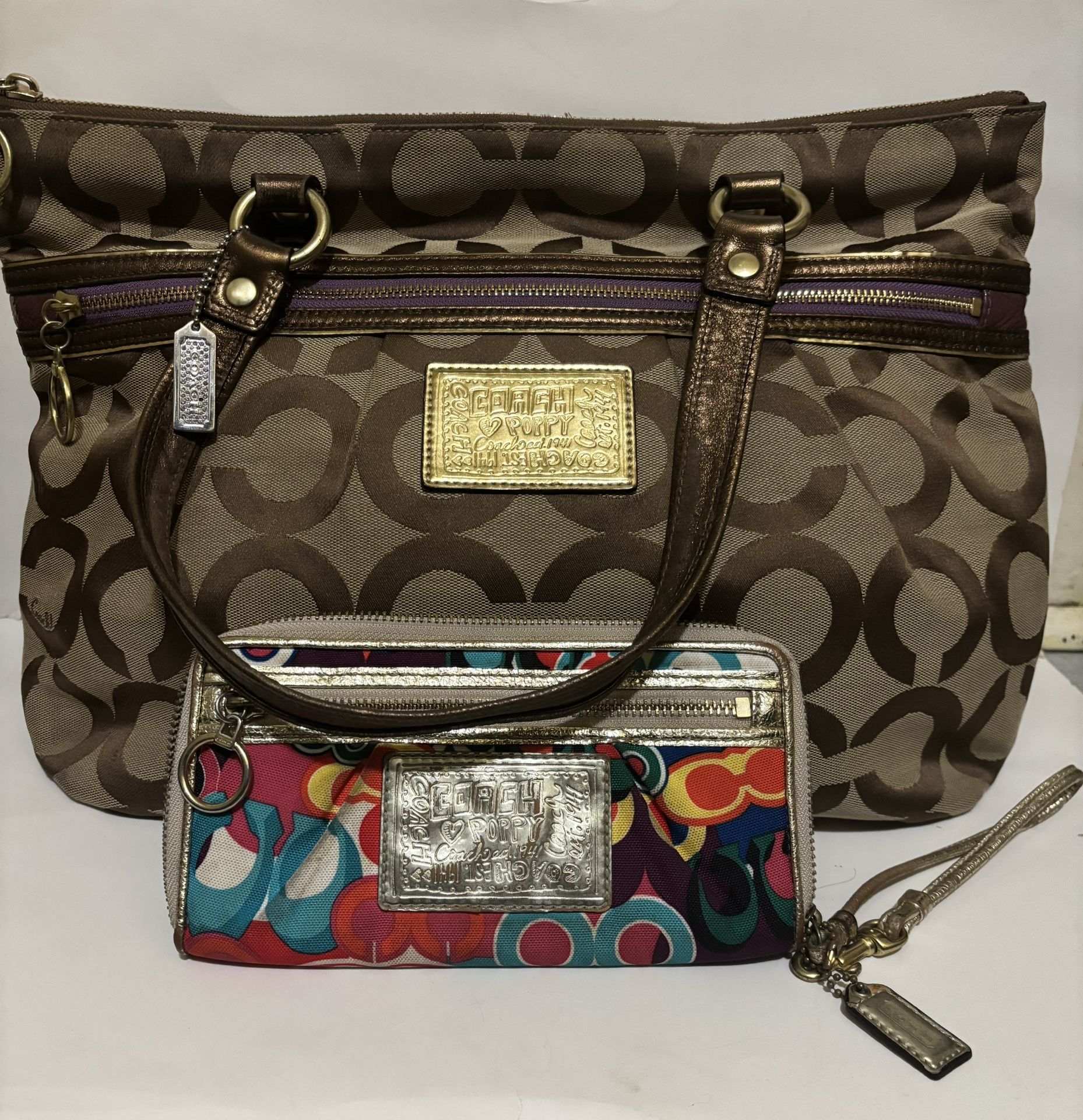 Coach Poppy Small Wristlet Clutch, Multicolor Coach Logo, Coach Poppy Wristlet